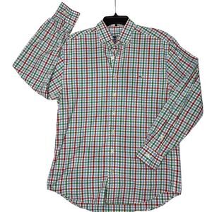 Vineyard Vines Men Med Green Checked Classic Fit Tucker Shirt button up Casual